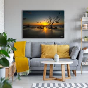Home oversized acrylic office wall art DriftwoodBeachSunrise GD Whalen Photography